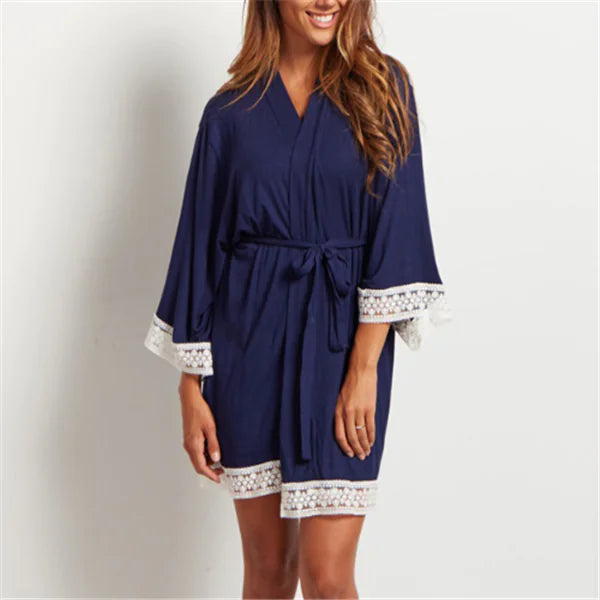 Maternity Lace Trim Pajamas with Nursing Nightgown