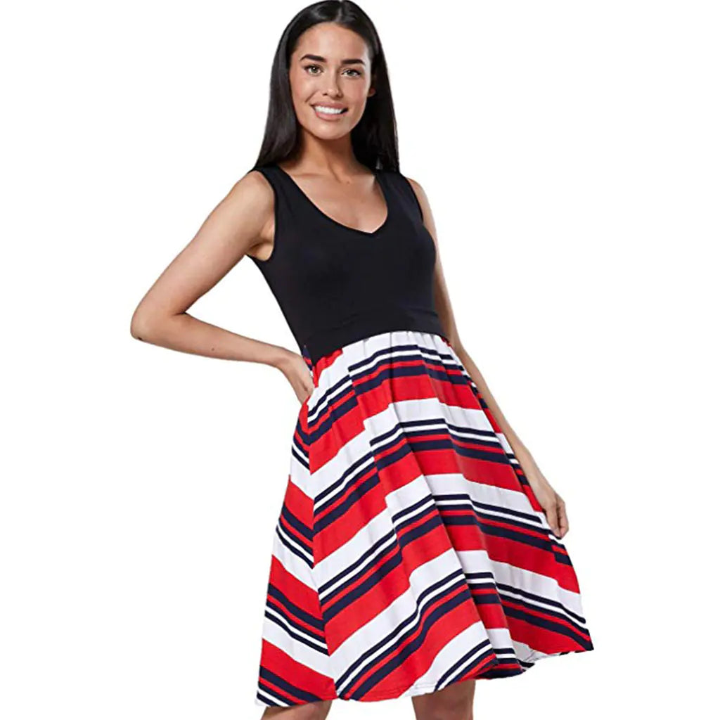 Printed Sleeveless Maternity Dress for Summer Nursing
