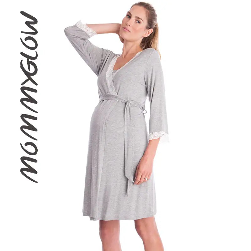 Lace Maternity Nursing and Hospital Pajamas Set