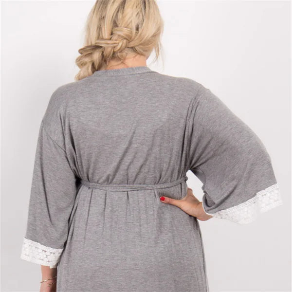 Maternity Lace Trim Pajamas with Nursing Nightgown