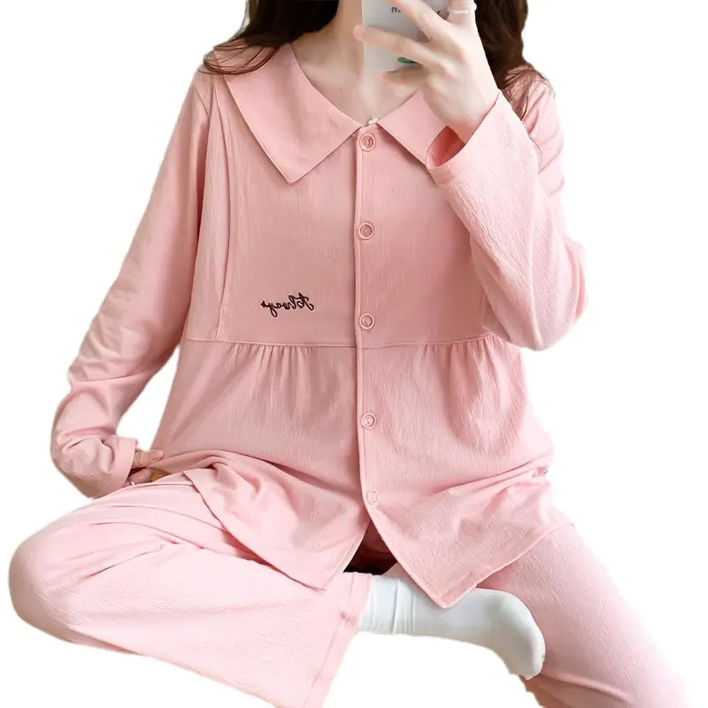 Maternity Cotton Pajamas Set for Nursing and Relaxation