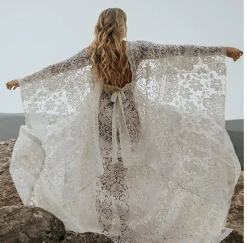 Fluffy Wide-Brimmed Lace Dress for Pregnant Women