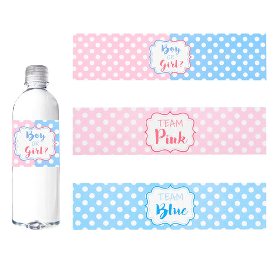 URROMA Water Bottle Labels Baby Shower 60 Pcs Gender Reveal Water Bottle Labels Water Bottle Wrappers Stickers Pink and Blue