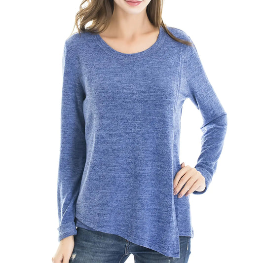 Bearsland Womens Maternity Clothes Comfy Long Sleeves Breastfeeding shirts and Nursing Tops Sky Blue