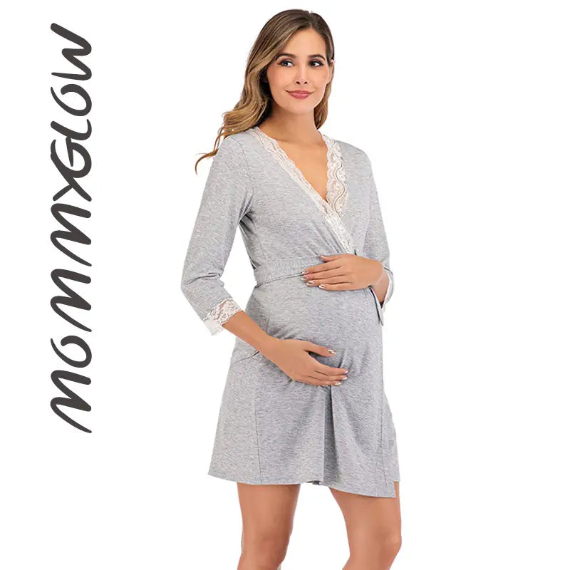 Lace Maternity Nursing and Hospital Pajamas Set