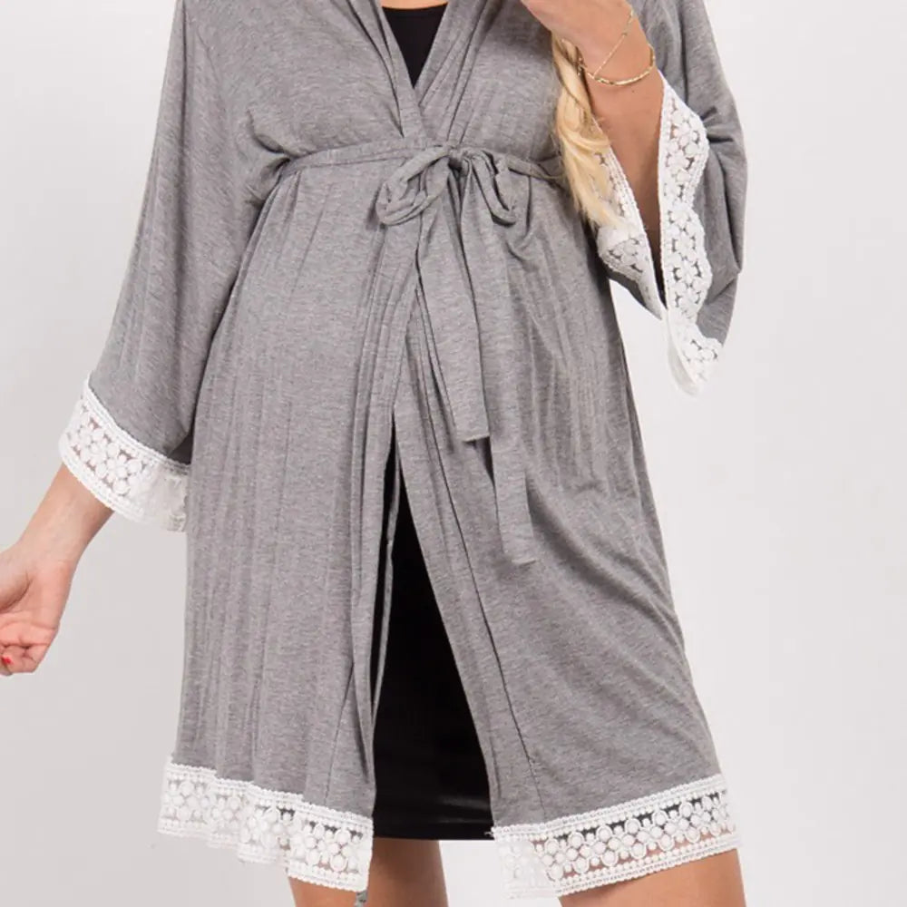 Maternity Lace Trim Pajamas with Nursing Nightgown