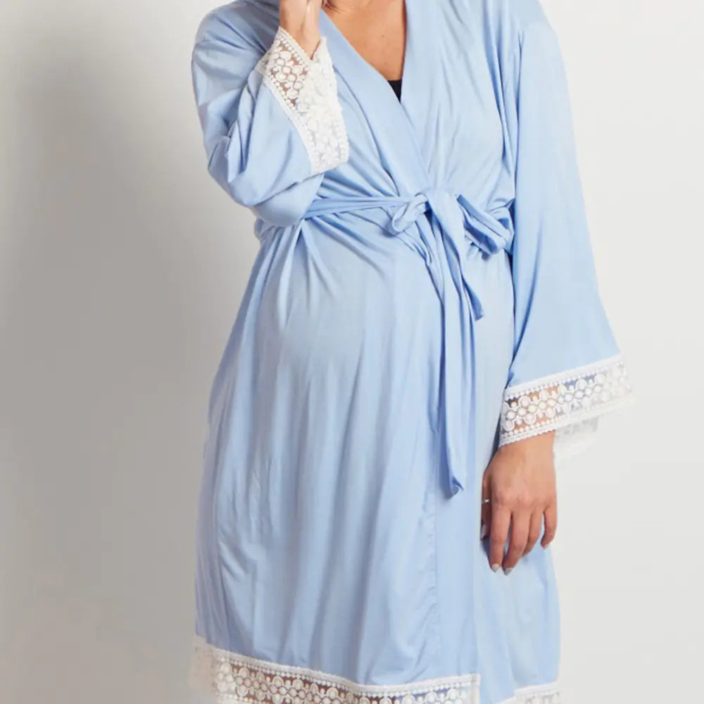 Maternity Lace Trim Pajamas with Nursing Nightgown