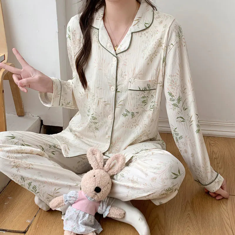 Maternity Nursing Pajama Set for Spring & Autumn