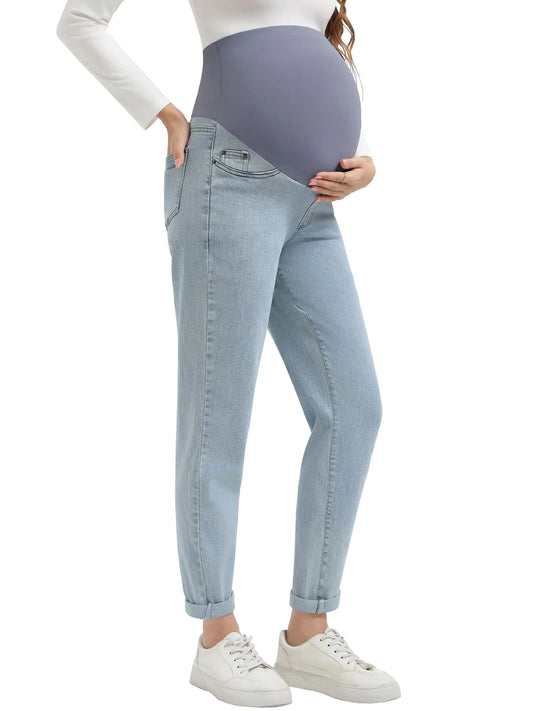 Yornobly Womens Maternity Boyfriend Jeans Over Belly Stretch Denim Pregnancy Trendy Pants