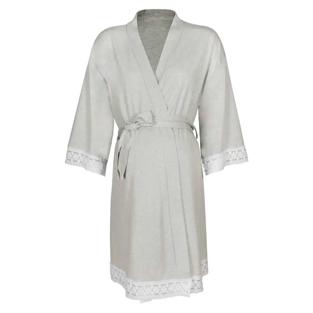 Maternity Lace Trim Pajamas with Nursing Nightgown