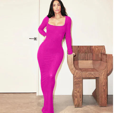 Maternity Dress with Belt and Round Neck for Nursing