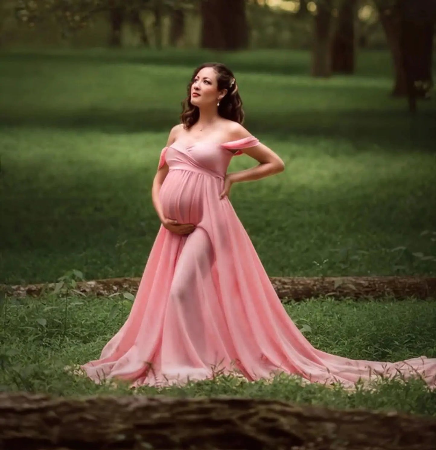 Fluttering Tail Sleeve Long Dress for Pregnant Women