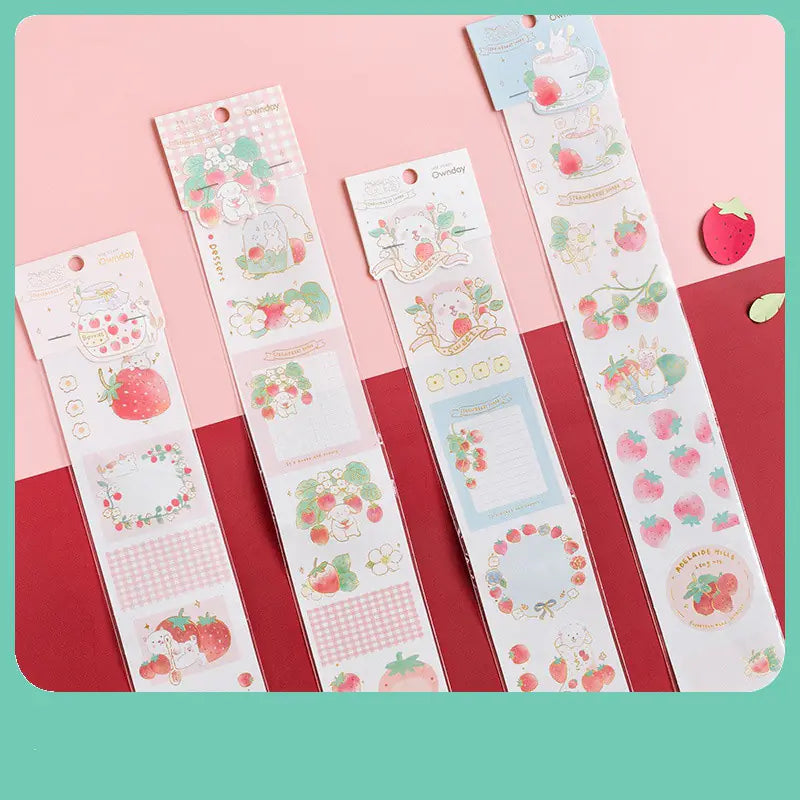 Cute Korean Strawberry Sticker for DIY Journals