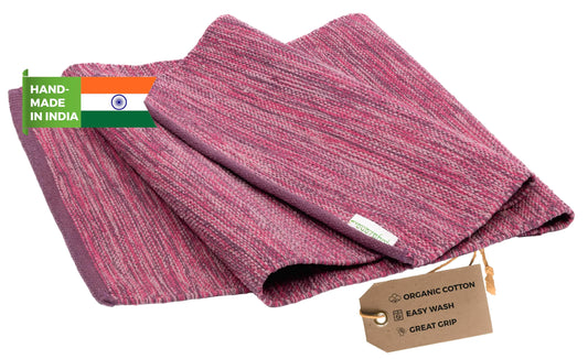 Yogasana Organic Cotton Yoga Mat - Non Slip Hand-Woven Foldable Yoga Rug Provides Excellent Comfort Traction & Support-Travel Extra Thick Yoga Mats for Indoor & Outdoor Use - 24 x 72 Inches Ether