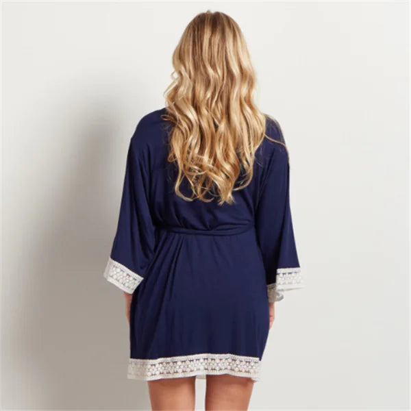 Maternity Lace Trim Pajamas with Nursing Nightgown