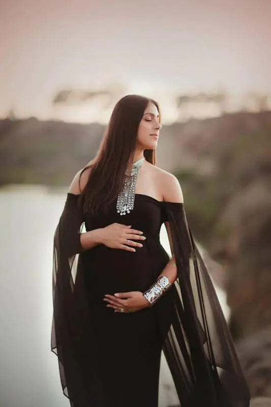 Mercerized Cotton Long Dress for Pregnant Women