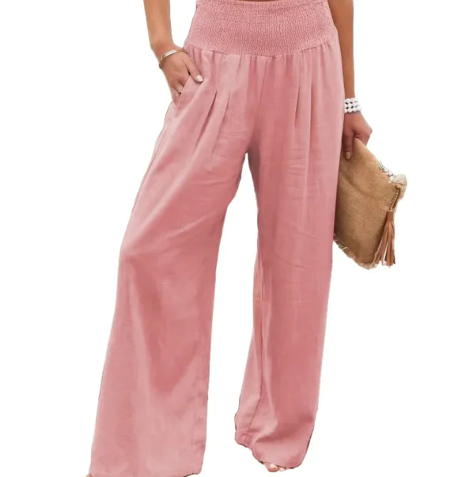 Women's Pants Casual Wide Leg Cotton Linen Loose Trousers