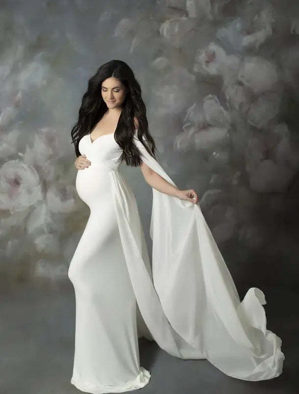 Mercerized Cotton Long Dress for Pregnant Women
