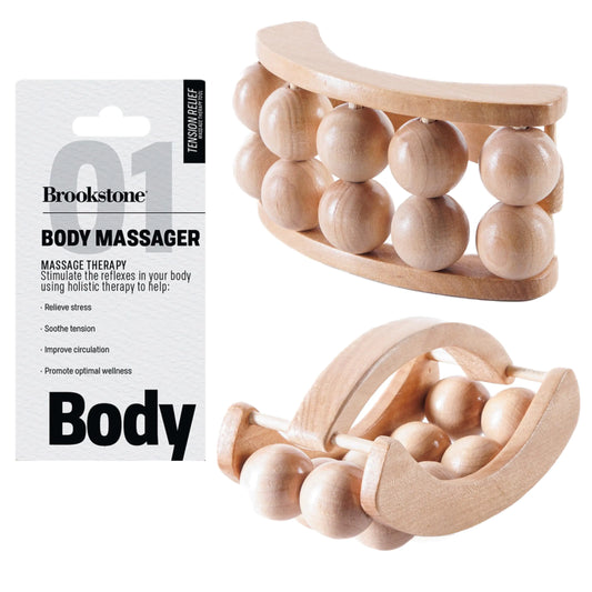 Brookstone Wood Massage Tools: Wooden Massage Roller for Stress Relief Premium Wooden Massage Tools Body Massager for Deep Tissue Therapy and Muscle Relaxation (Oak)