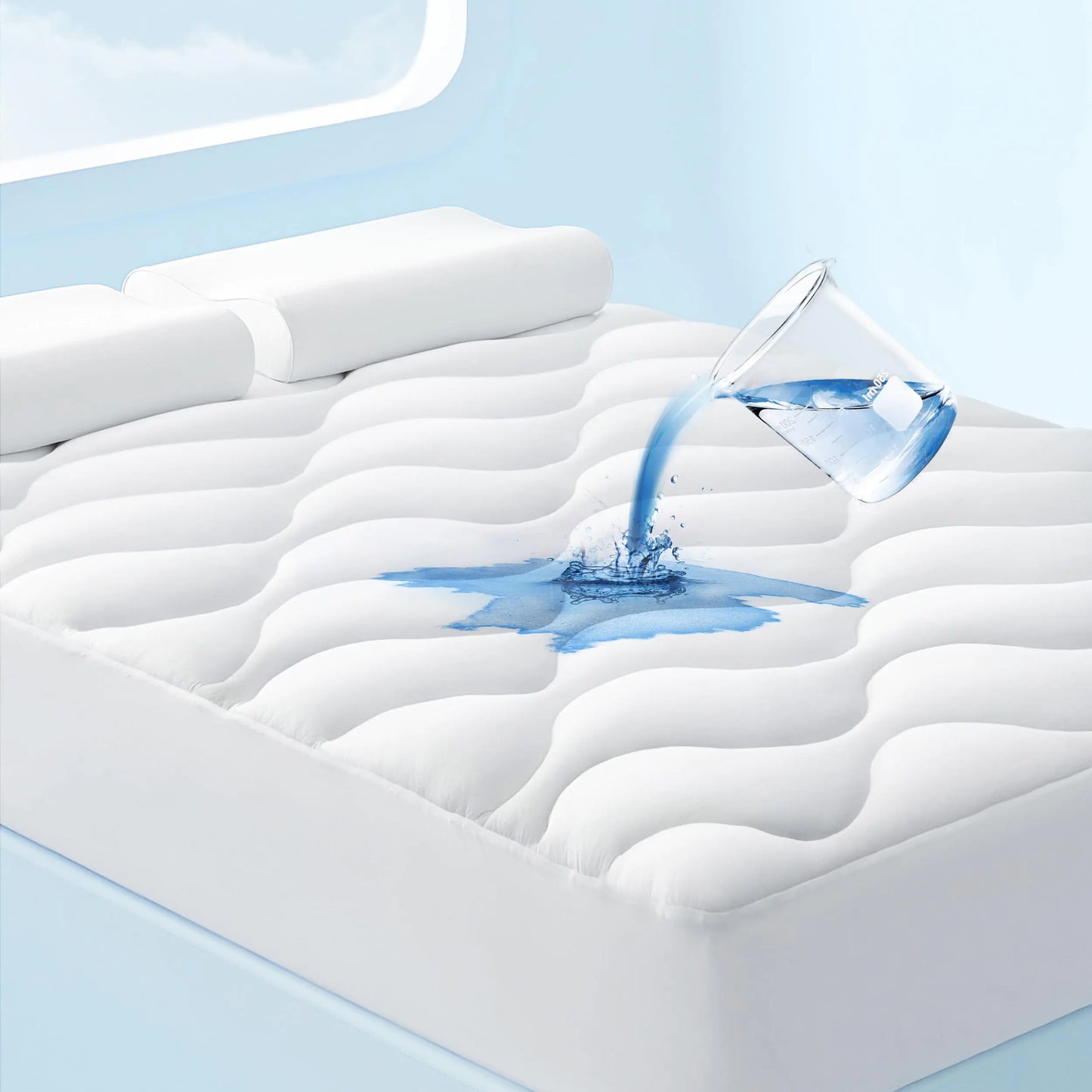 Bedsure Breescape Waterproof Mattress Protector King Size Soft Fluffy Mattress Pad Quilted Cooling Mattress Topper Deep Pocket Fits 8"-21" Mattresses Breathable Bed Mattress Cover King White