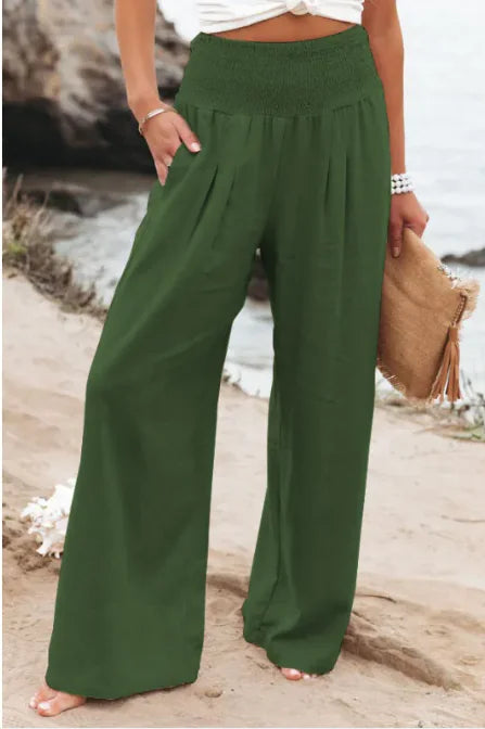 Women's Pants Casual Wide Leg Cotton Linen Loose Trousers