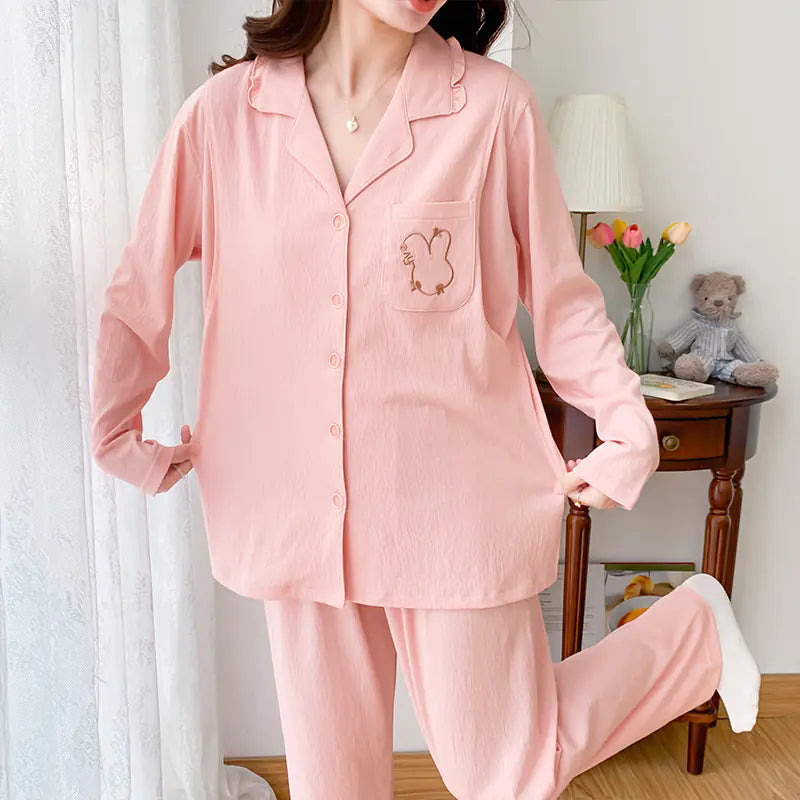 Maternity Cotton Pajamas Set for Nursing and Relaxation