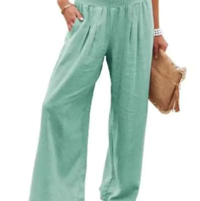 Women's Pants Casual Wide Leg Cotton Linen Loose Trousers