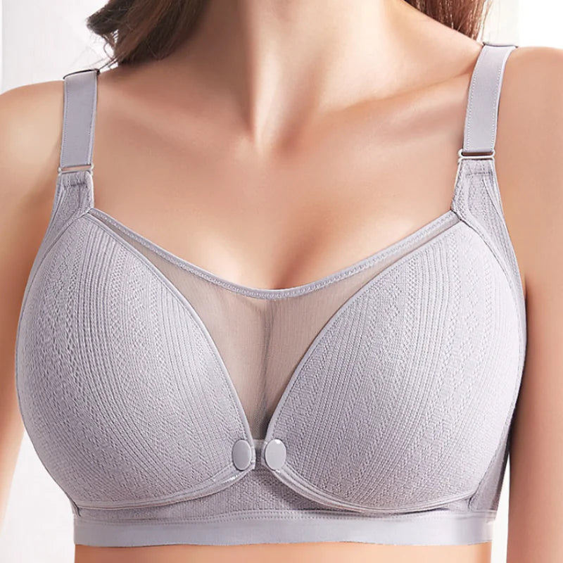 Translucent Mesh Maternity Nursing Bra with Front Button
