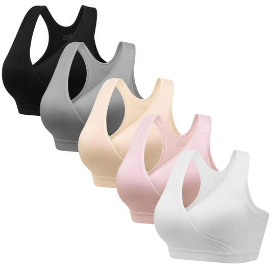 5 Pack Nursing Bras for Breastfeeding Ultra Comfort Maternity Bras Wireless Pregnancy Sleep Bralette