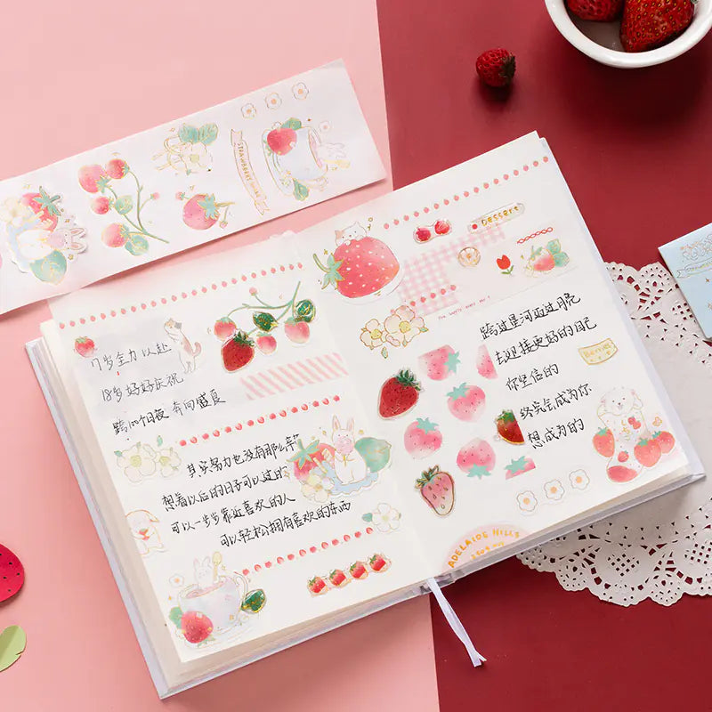 Cute Korean Strawberry Sticker for DIY Journals