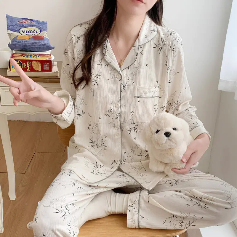 Maternity Nursing Pajama Set for Spring & Autumn