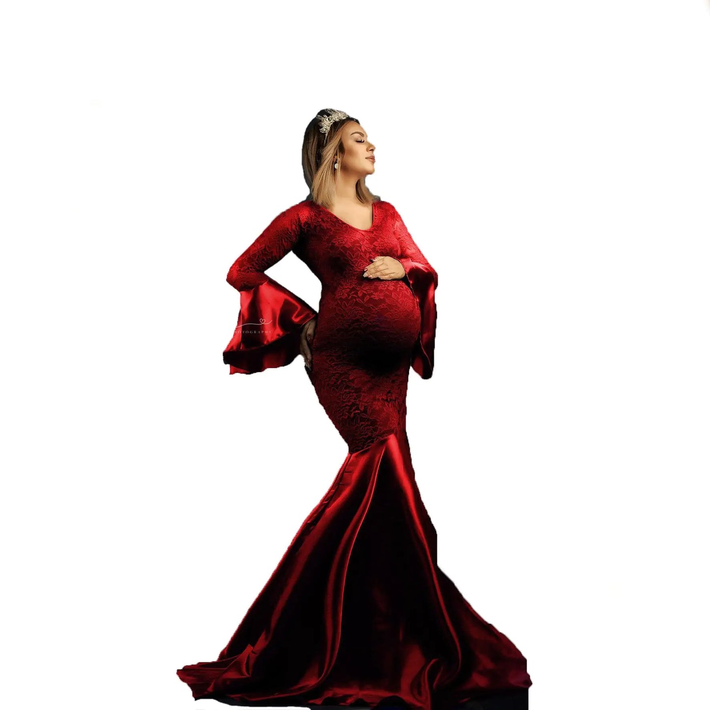 Lace Mopping Floor Dress for Pregnant Women