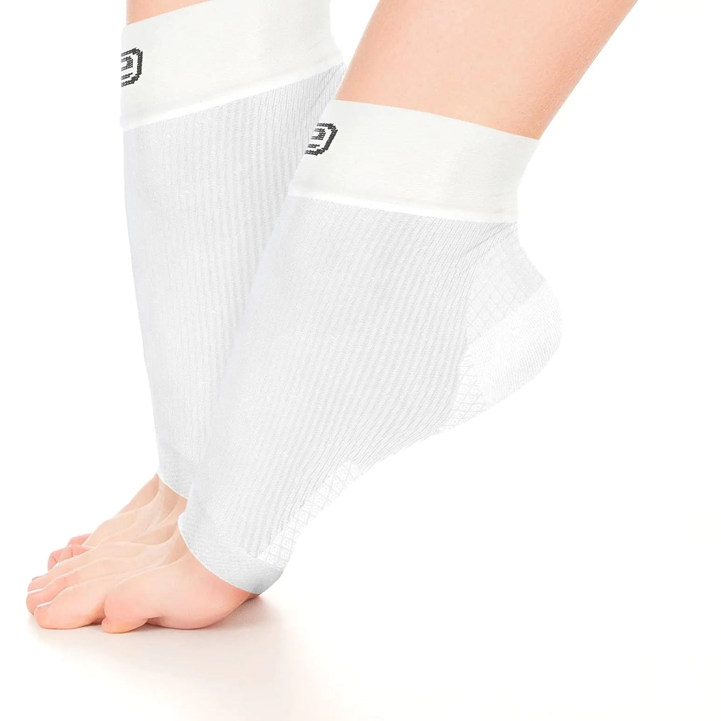 Go2Socks Plantar Fasciitis Socks|Best Ankle Compression Brace 22-25 mmHg|Arch Support Joint Heel Pain Relief|Foot Sleeves for Women and Men Reduce Swelling|Relieve Achilles Tendonitis(Solid WhiteLarge)
