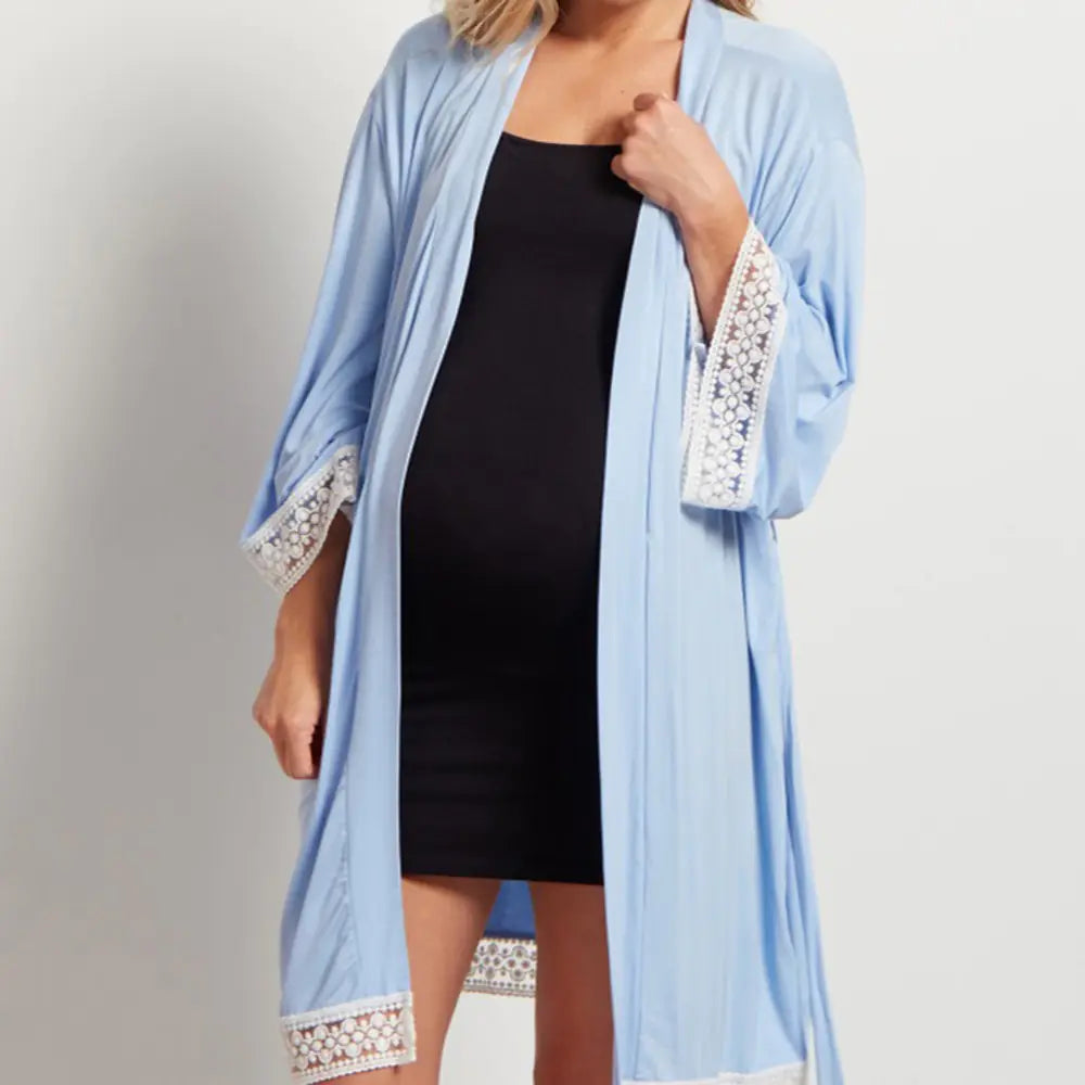 Maternity Lace Trim Pajamas with Nursing Nightgown