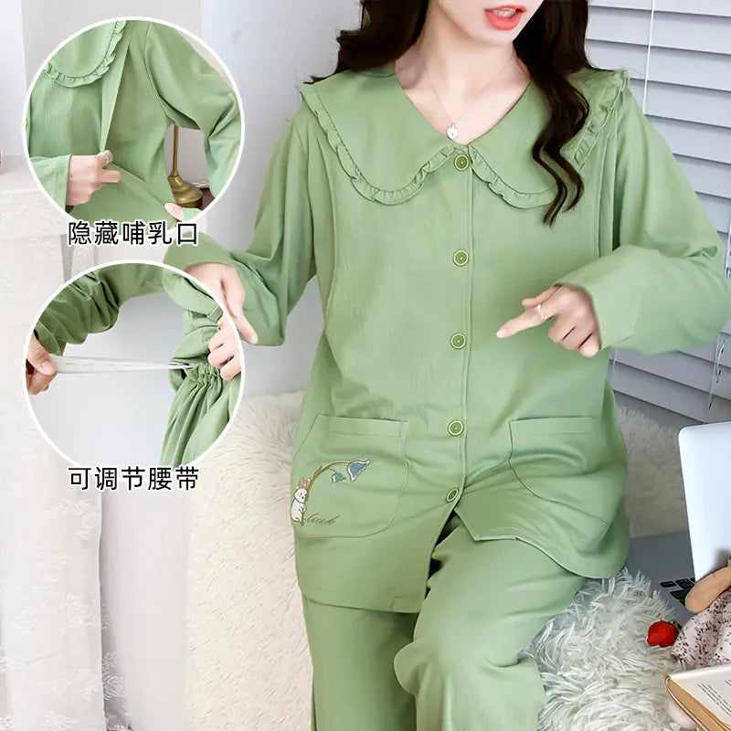 Maternity Cotton Pajamas Set for Nursing and Relaxation