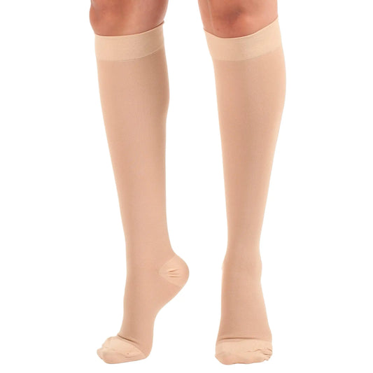 ABSOLUTE SUPPORT Womens Compression Socks 20-30 mmHg Knee High for Post Surgery Recovery Varicose Veins Circulation Swelling Lymphedema Diabetic Athritis Pregnancy Beige Large