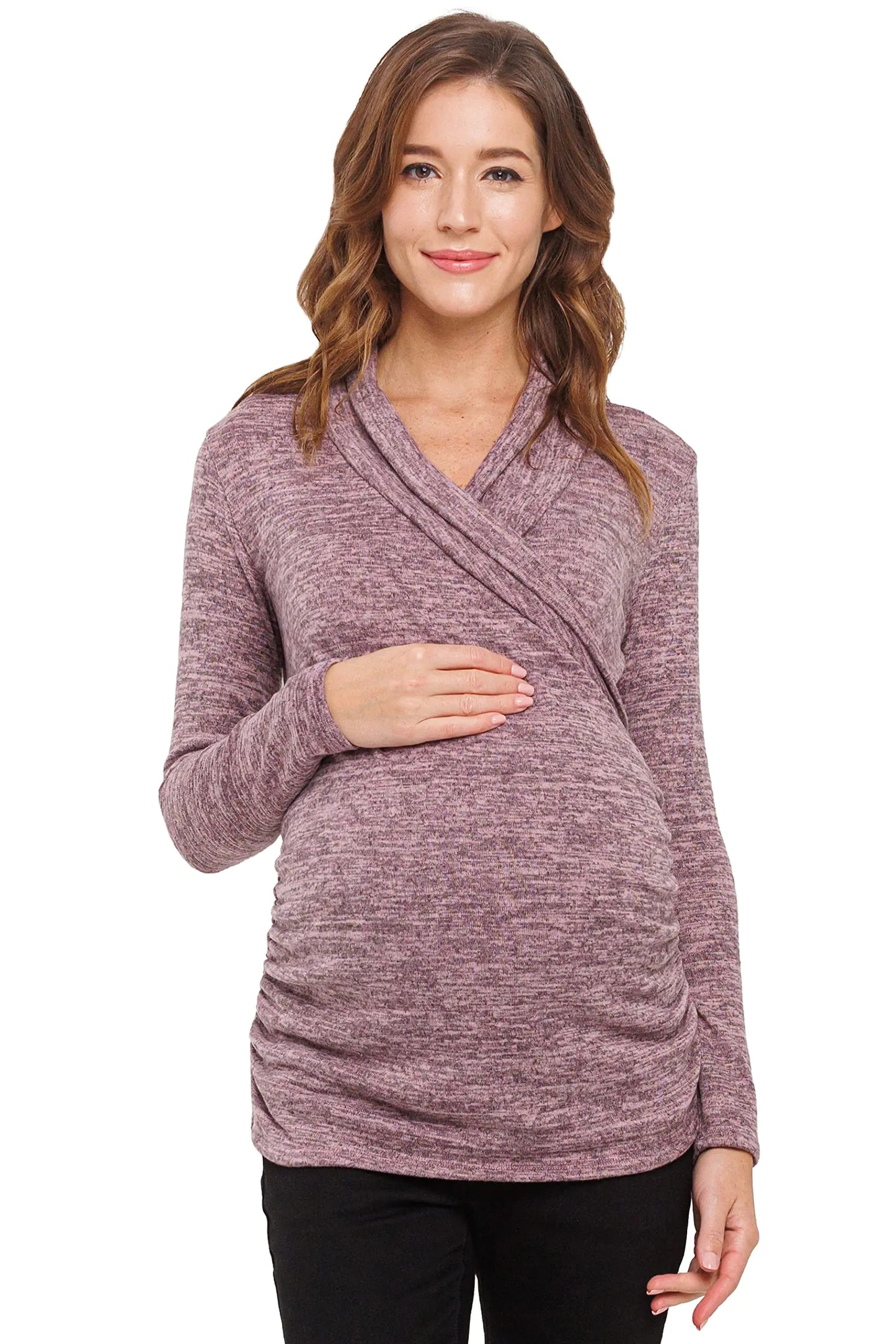 Womens Long Sleeve Maternity Sweater Top (Mauve X-Large)