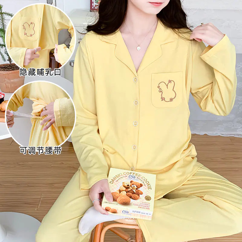 Maternity Cotton Pajamas Set for Nursing and Relaxation