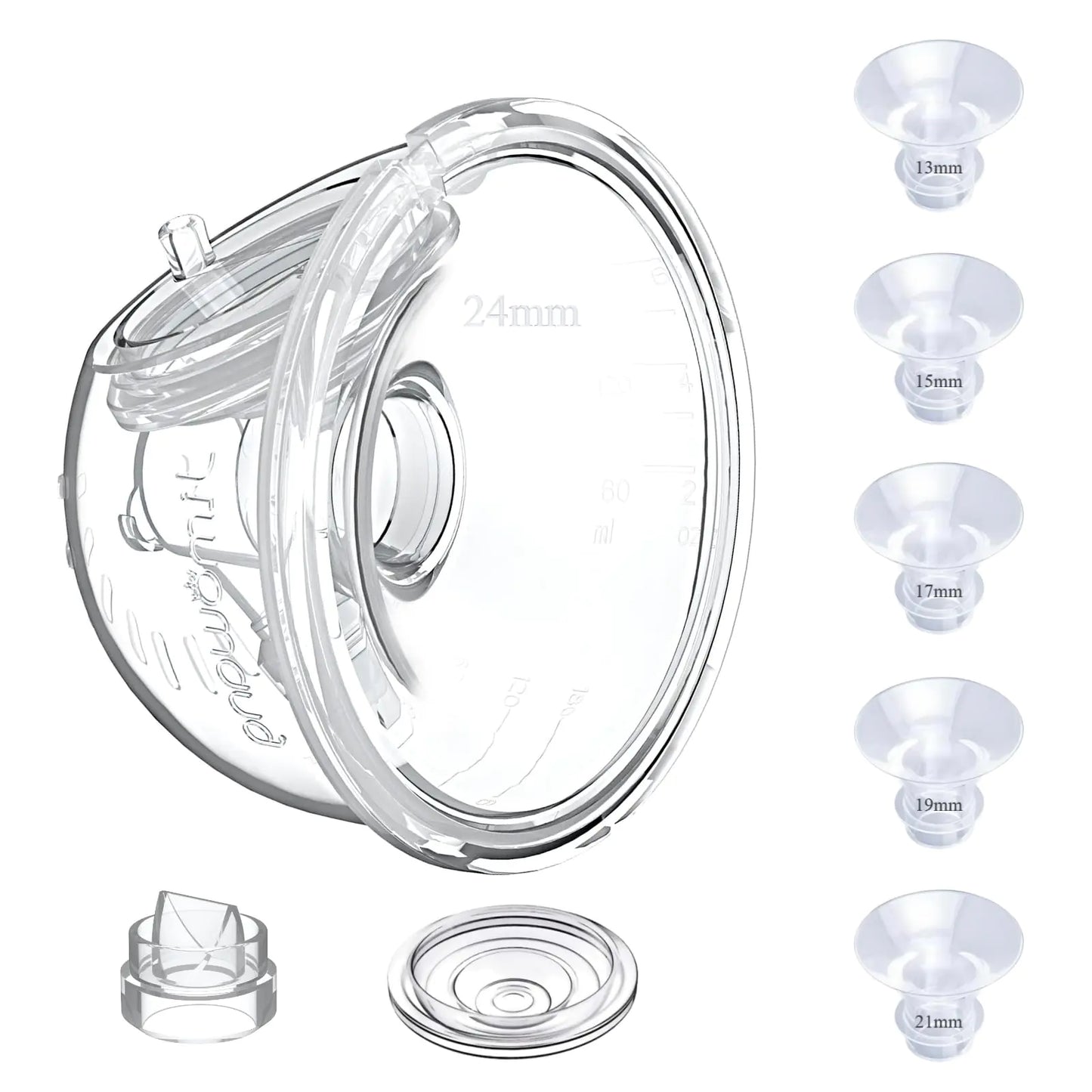 Full Set Milk Collector Cup Compatible with Only Momcozy S12 Pro/S9 Pro Wearable Breast PumpDuckbill Valve Updated with Free RotationExtra 5pcs Flange InsertsNOT for S9/S12Replacement Parts24mm