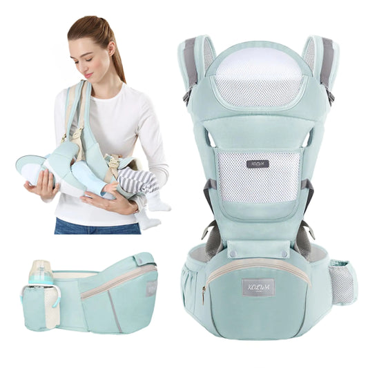 6-in-1 Ergonomic Baby Carrier with Hip Seat: Kangaroo Bag Design for Newborns to Toddlers. Front and Back Support for Parents (Green)