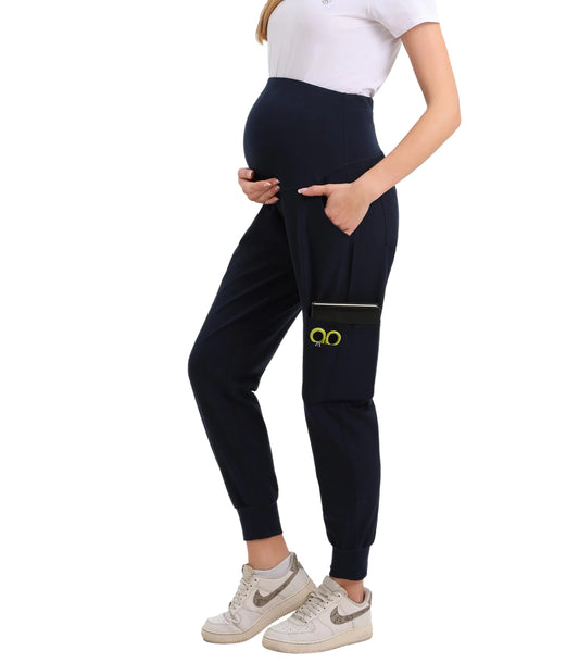 Alina Mae Maternity Scrub Jogger Pants for Women Pregnant Doctor Uniform Pant Nurse Scrub w/ 6 Pockets (Navy - Small)