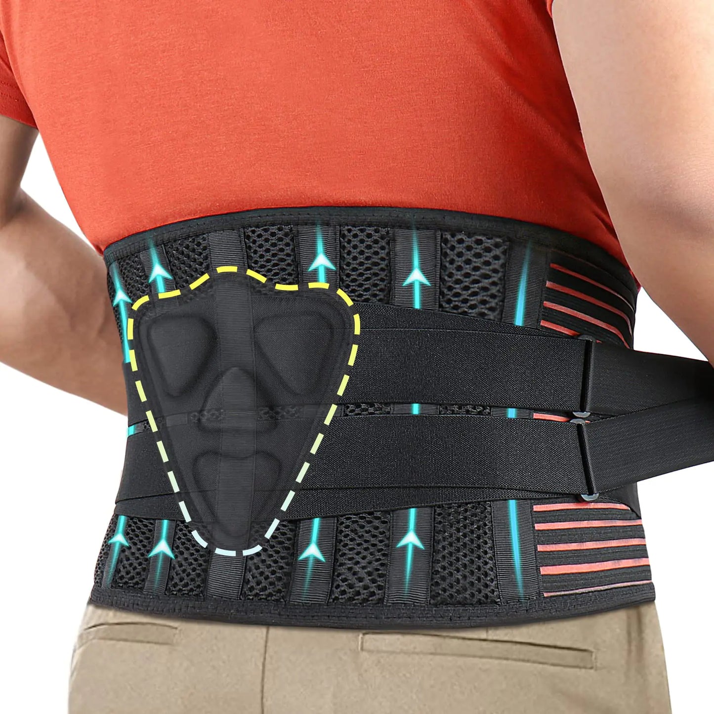Hameio Back Brace For Lower Back Pain-Lumbar Support For Heavy Lifting Men Women-Breathable Waist Support Relief SciaticaHerniated DiscXXL