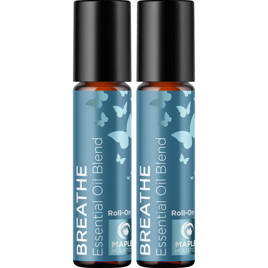 Breathe Essential Oil Roll On - Aromatherapy Essential Oil Roller with Invigorating Essential Oils - Refreshing Essential Oil Blend with Eucalyptus Peppermint Spearmint & Tea Tree Oils (2 Pack)