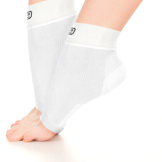 Go2Socks Plantar Fasciitis Socks|Best Ankle Compression Brace 22-25 mmHg|Arch Support Joint Heel Pain Relief|Foot Sleeves for Women and Men Reduce Swelling|Relieve Achilles Tendonitis(Solid WhiteLarge)