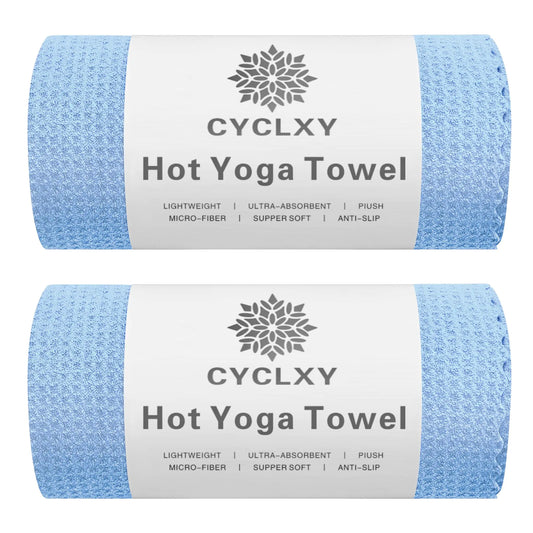 2 Pack Hot Yoga TowelsYoga Towels for Hot Yoga Non SlipMicrofiber Super-Absorbent Yoga Mats Towel PilatesBikramYoga GearLint Free Long Bath TowelsWaffle Bath Towels for Bathroom