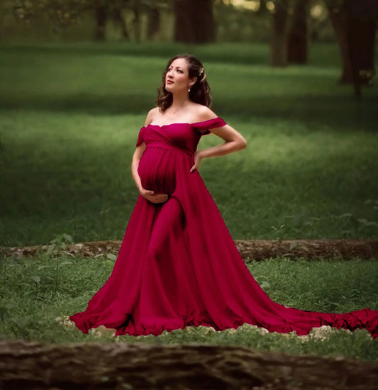 Fluttering Tail Sleeve Long Dress for Pregnant Women