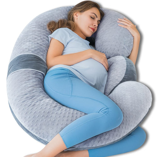 E-Shaped Maternity Body Pillow – Full-Body Pregnancy Support for Side Sleeping | Detached Belly Wedge + Removable Cover