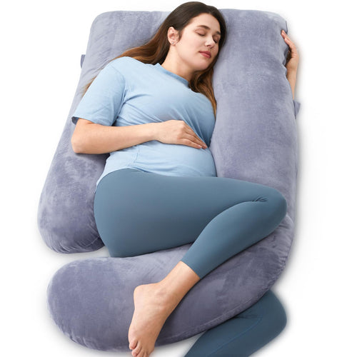 U-Shaped Pregnancy Pillow for Sleeping – 57” Full Body Maternity Pillow with Removable Cover | Support for Back, Belly, Legs & Hips | Soft All-Around Comfort for Pregnant Women