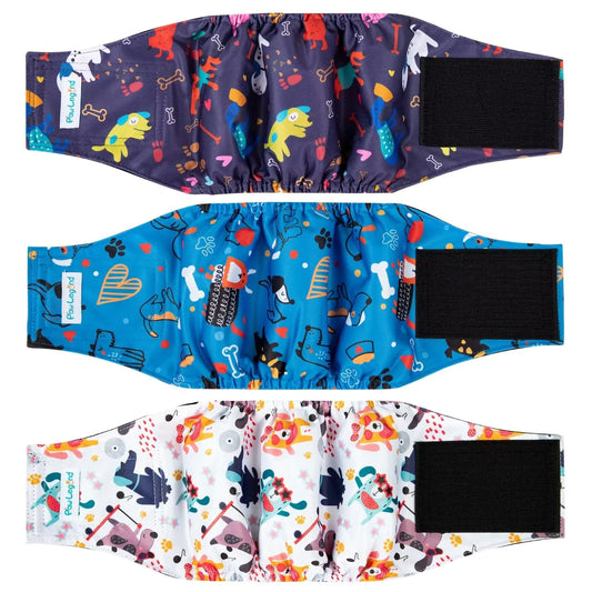 Paw Legend Washable Dogs Diapers Male Dog Belly Bands for Male Dogs Diapers Reusable Puppy & Doggie Diapers Male (3 Pack X-Large)