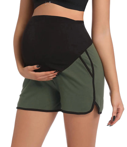 SUIEK Womens Maternity Shorts Lounge Workout Activewear Pregnancy Pants Maternity Cotton Pajamas (Small)